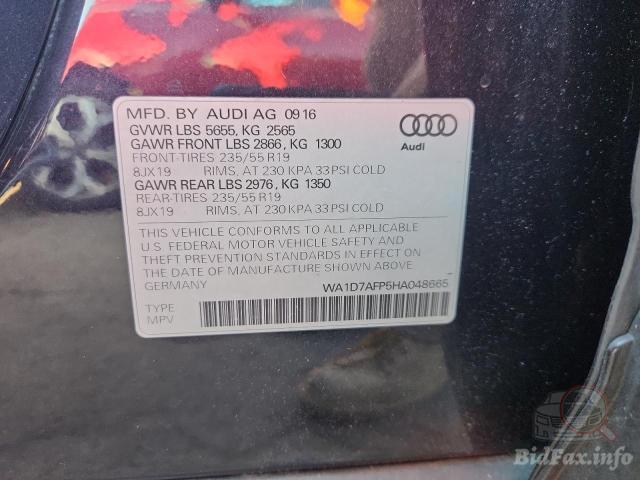 Audi Q5 2016 VIN WA1D7AFP5HA048665 фото оголошення 61 з 90