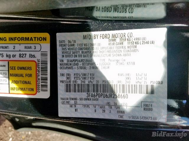 Ford Fusion 2018 VIN 3FA6P0PU6JR258660 фото оголошення 29 з 57