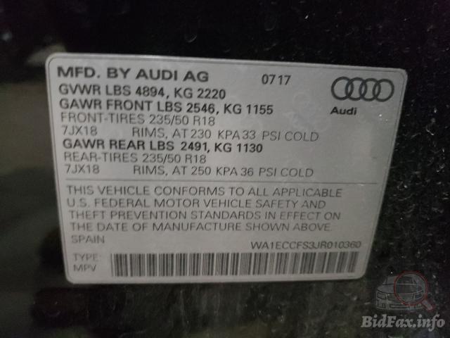 Audi Q3 2017 VIN WA1ECCFS3JR010360 фото оголошення 34 з 61
