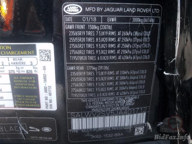 Land Rover Range Rover Sport 2018 VIN SALWV2SV5JA401712 фото оголошення 49 з 69