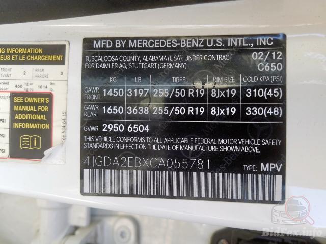 Mercedes-Benz M-Class 2012 VIN 4JGDA2EBXCA055781 фото оголошення 35 з 62