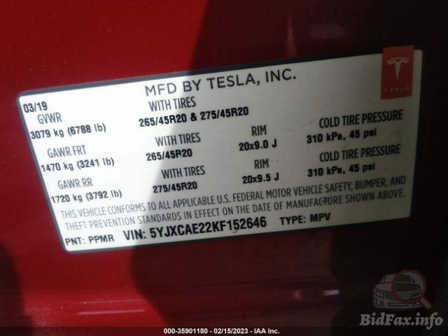 Tesla Model X 2019 VIN 5YJXCAE22KF152646 фото оголошення 27 з 53
