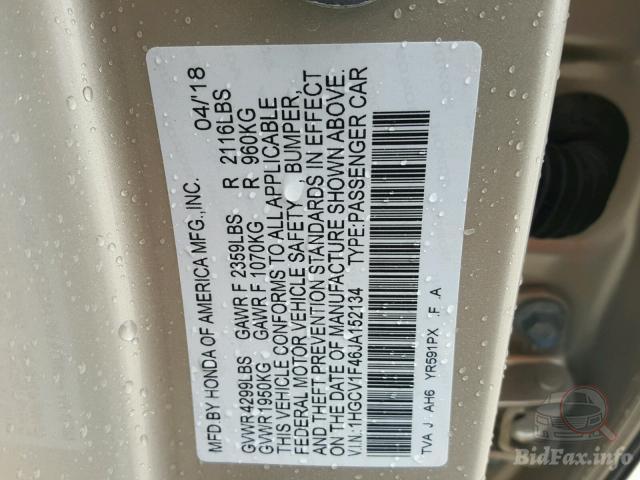 Honda Accord 2018 VIN 1HGCV1F46JA152134 фото оголошення 34 з 62