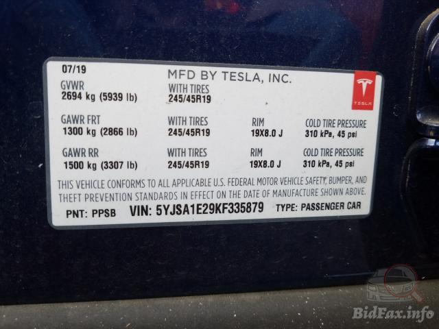 Tesla Model S 2019 VIN 5YJSA1E29KF335879 фото оголошення 29 з 47