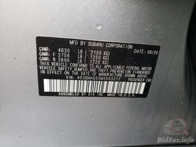 Subaru Legacy 2020 VIN 4S3BWAB65M3003317 фото оголошення 67 з 91