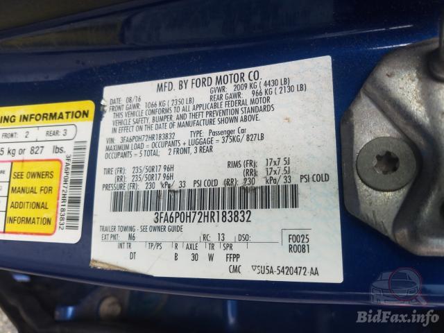 Ford Fusion 2016 VIN 3FA6P0H72HR183832 фото оголошення 61 з 90