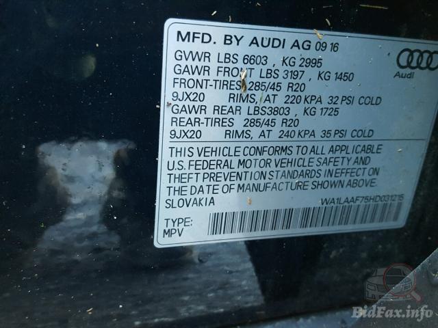 Audi Q7 2016 VIN WA1LAAF75HD031215 фото оголошення 27 з 62