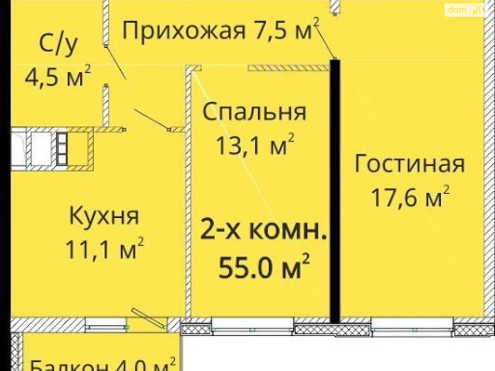 Продається 2-кімнатна квартира 55 кв. м у Одесі, вул. Михайлівська, 8 - фото 1