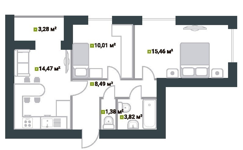 Продается 2-комнатная квартира 57.1 кв. м в Буче, цена: 47000 $