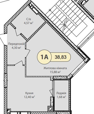 Продається 1-кімнатна квартира 39 кв. м у Ірпені, пров. Озерний