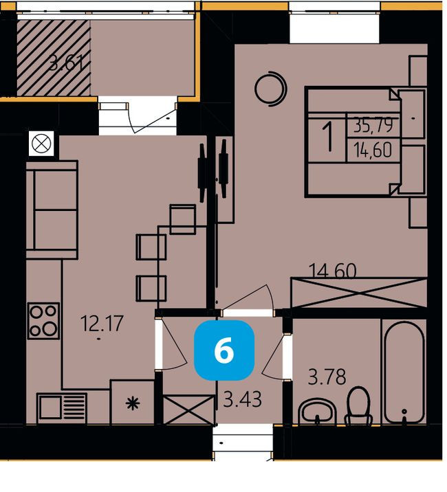 Продается 1-комнатная квартира 36 кв. м в Хмельницком - фото 1