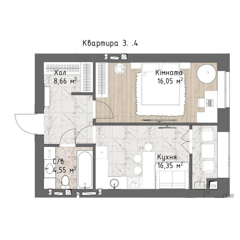 Продается 1-комнатная квартира 45.61 кв. м в Одессе, ул. Владислава Бувалкина(Генерала Бочарова)