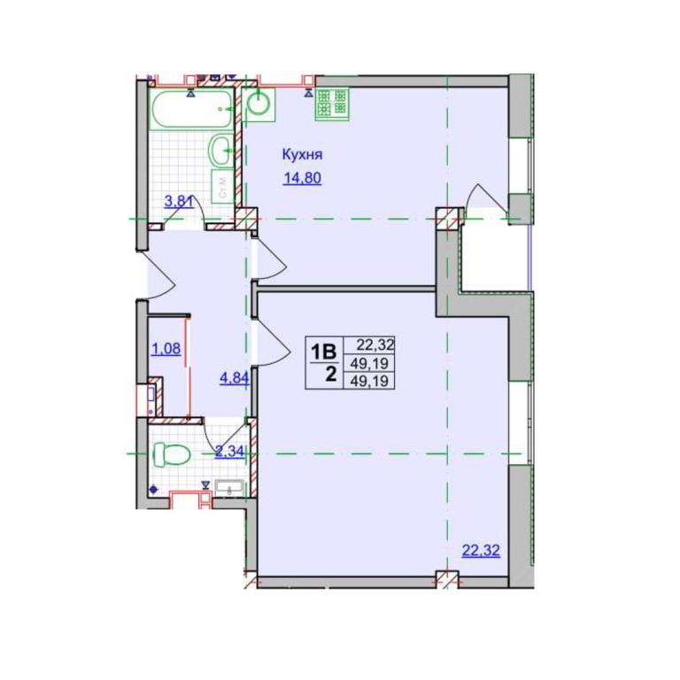 Продается 1-комнатная квартира 49.19 кв. м в Харькове, ул. Оренбургская, 9