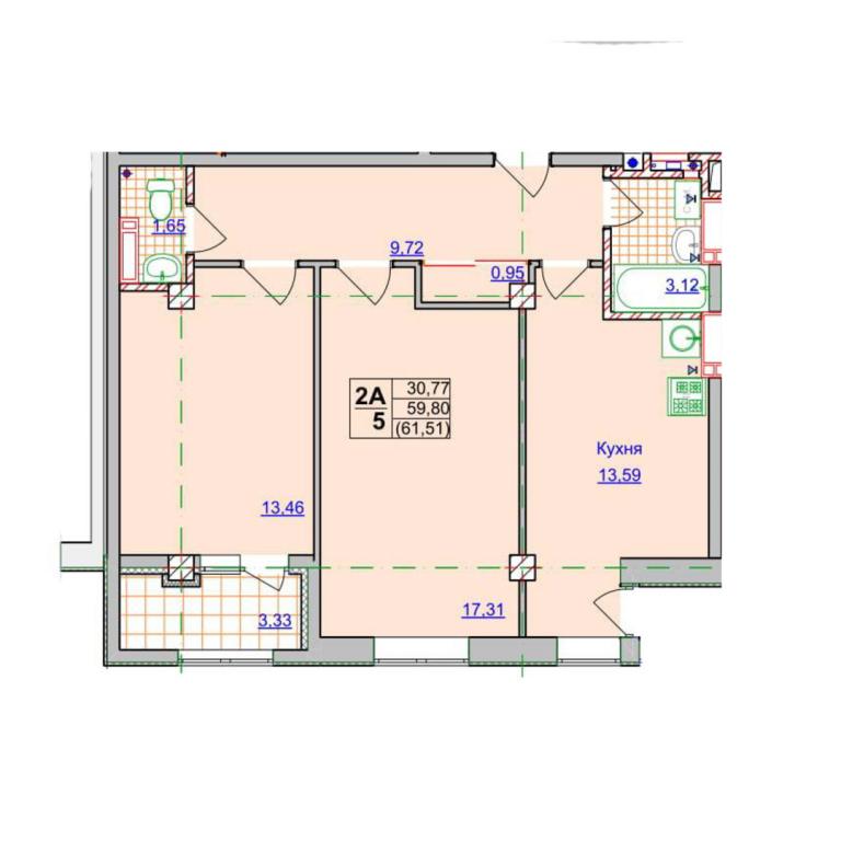 Продается 2-комнатная квартира 61.51 кв. м в Харькове, ул. Оренбургская, 9