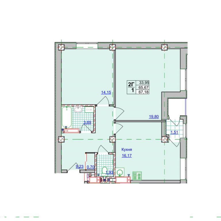 Продается 2-комнатная квартира 67.18 кв. м в Харькове, ул. Оренбургская, 9