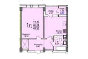 Продается 1-комнатная квартира 49.92 кв. м в Черкассах, цена: 40652 $