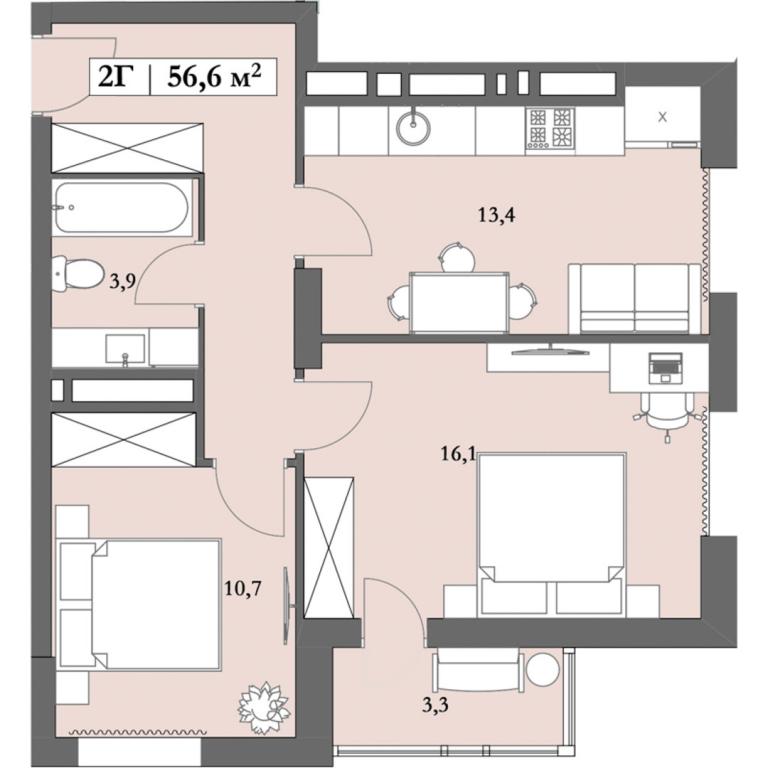 Продается 2-комнатная квартира 59.5 кв. м в Днепре, ул. Космическая, 5 - фото 1