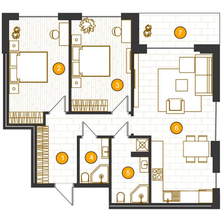 Продается 2-комнатная квартира 79.2 кв. м в Харькове, цена: 86328 $