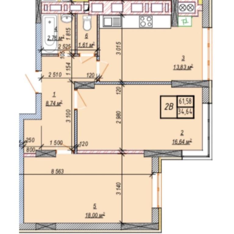 Продається 2-кімнатна квартира 61.58 кв. м у Хмельницькому, вул. Свободи, 12