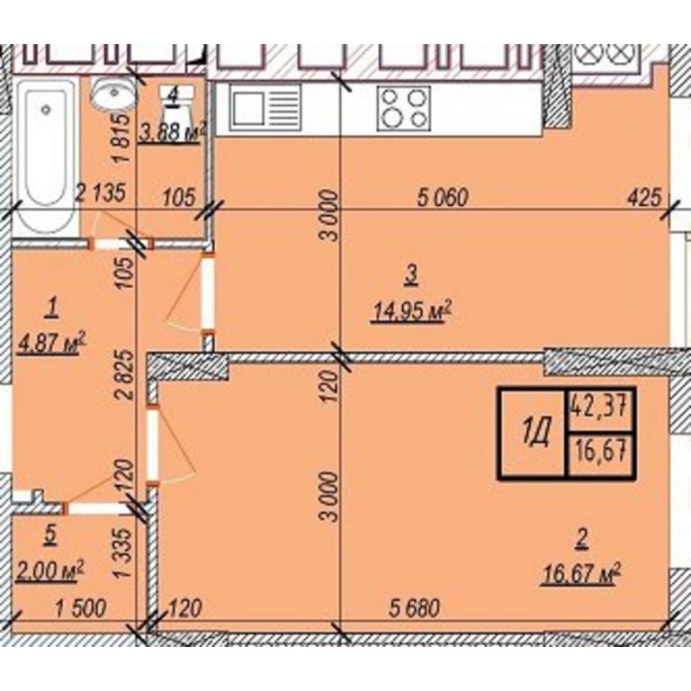 Продається 1-кімнатна квартира 43 кв. м у Хмельницькому, вул. Свободи, 12