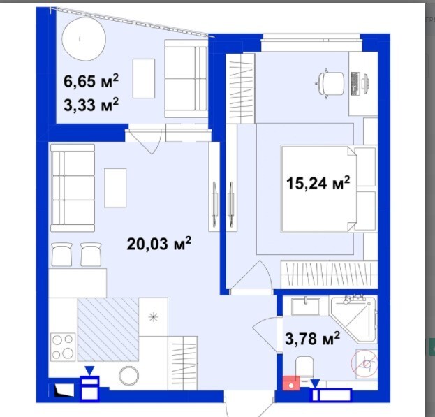 Продається 1-кімнатна квартира 43 кв. м у Ірпені, вул. Українська, 20 - фото 1