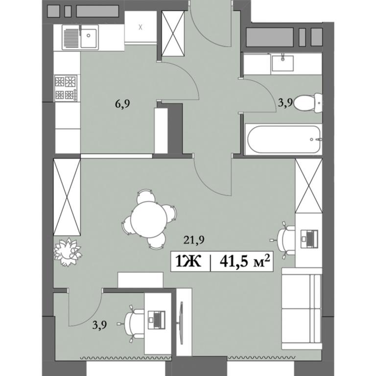 Продается 1-комнатная квартира 43.7 кв. м в Днепре, ул. Космическая, 5