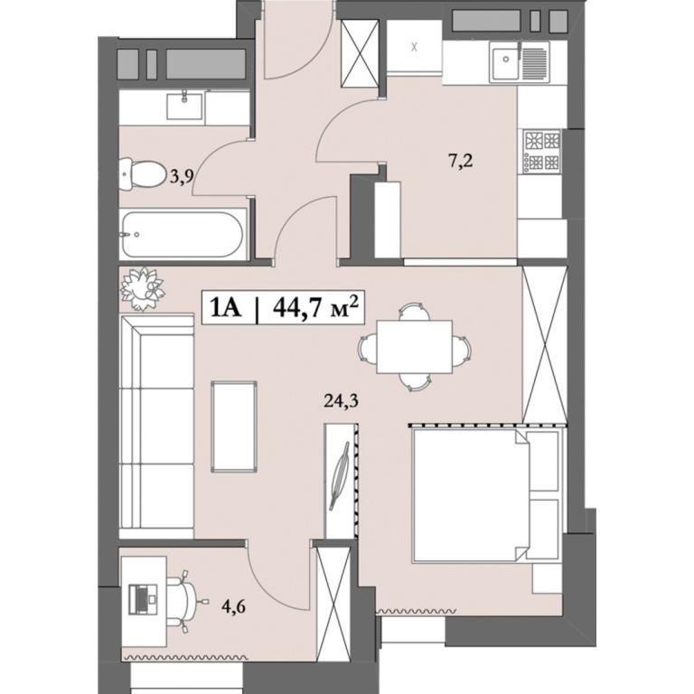 Продается 1-комнатная квартира 47 кв. м в Днепре, ул. Космическая, 5 - фото 1