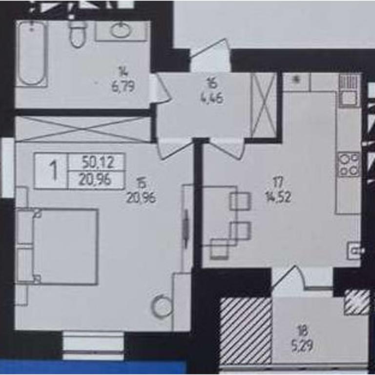 Продается 1-комнатная квартира 50.12 кв. м в Хмельницком, ул. Озерная, 6/1
