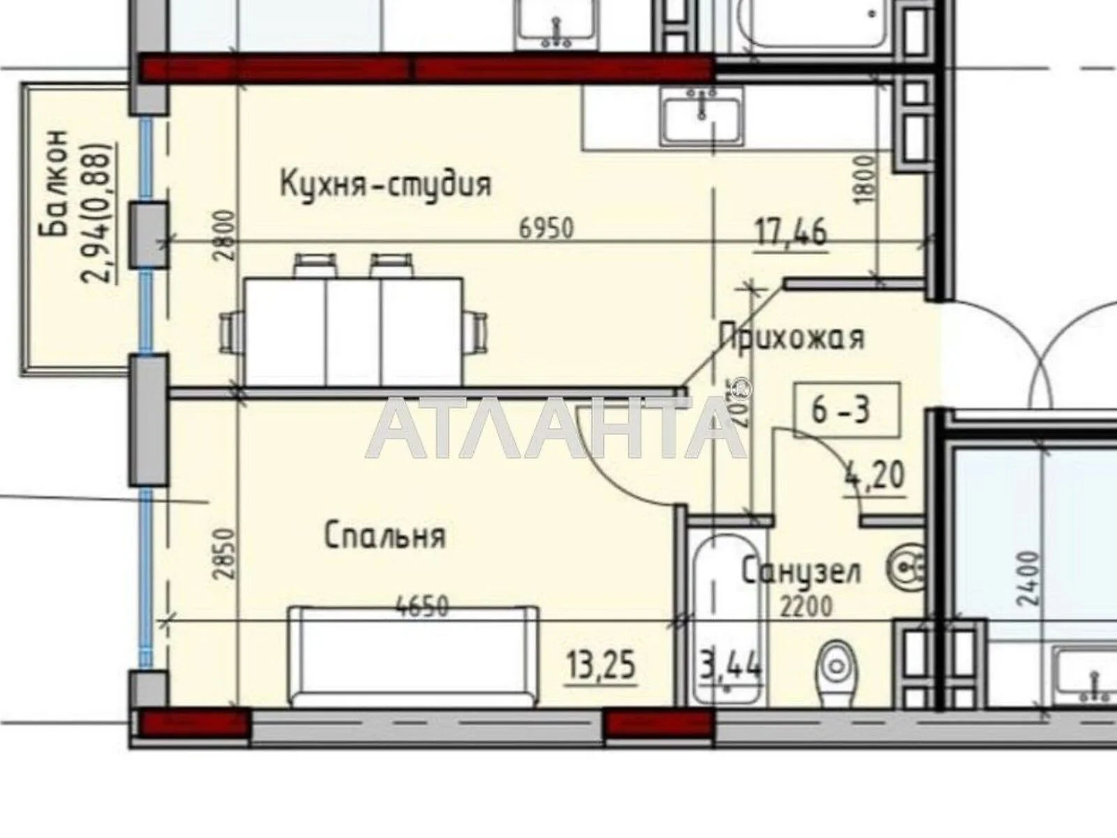 Продается 1-комнатная квартира 41 кв. м в Одессе, ул. Радостная