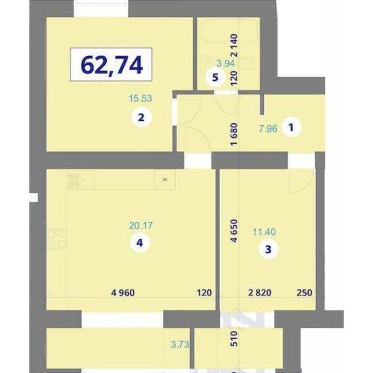 Продається 2-кімнатна квартира 62.74 кв. м у Івано-Франківську, вул. Хіміків