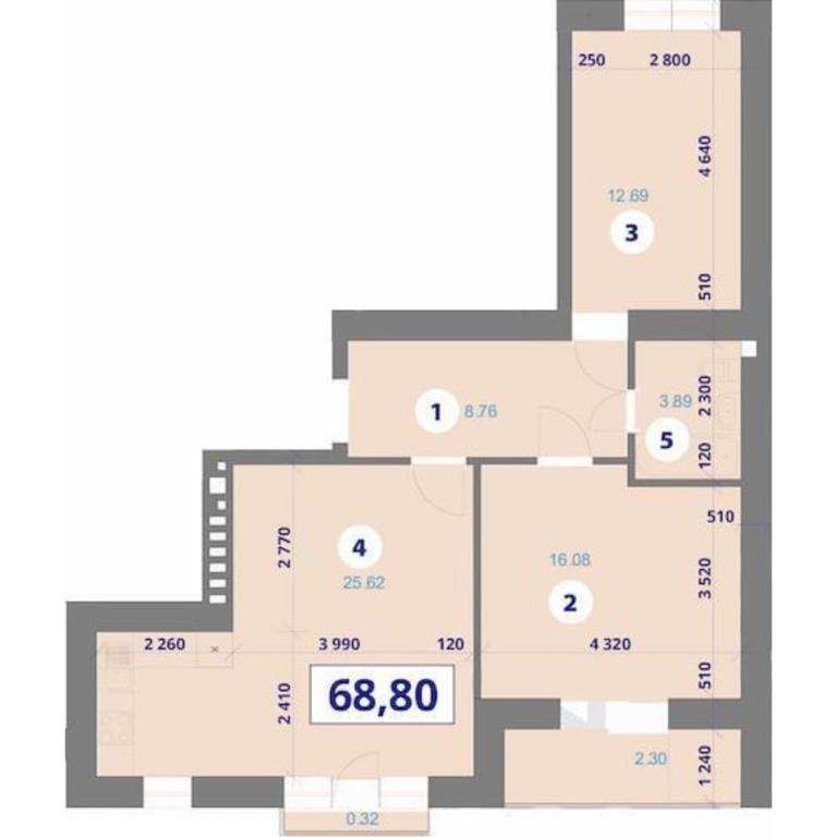 Продается 2-комнатная квартира 68.8 кв. м в Ивано-Франковске, цена: 50526 $ - фото 1