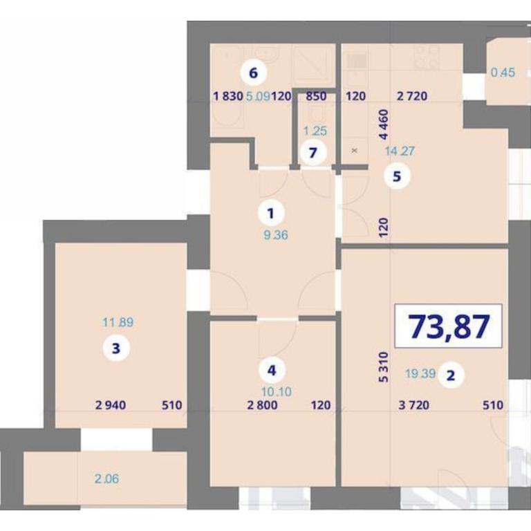 Продается 3-комнатная квартира 73.87 кв. м в Ивано-Франковске, ул. Химиков - фото 1