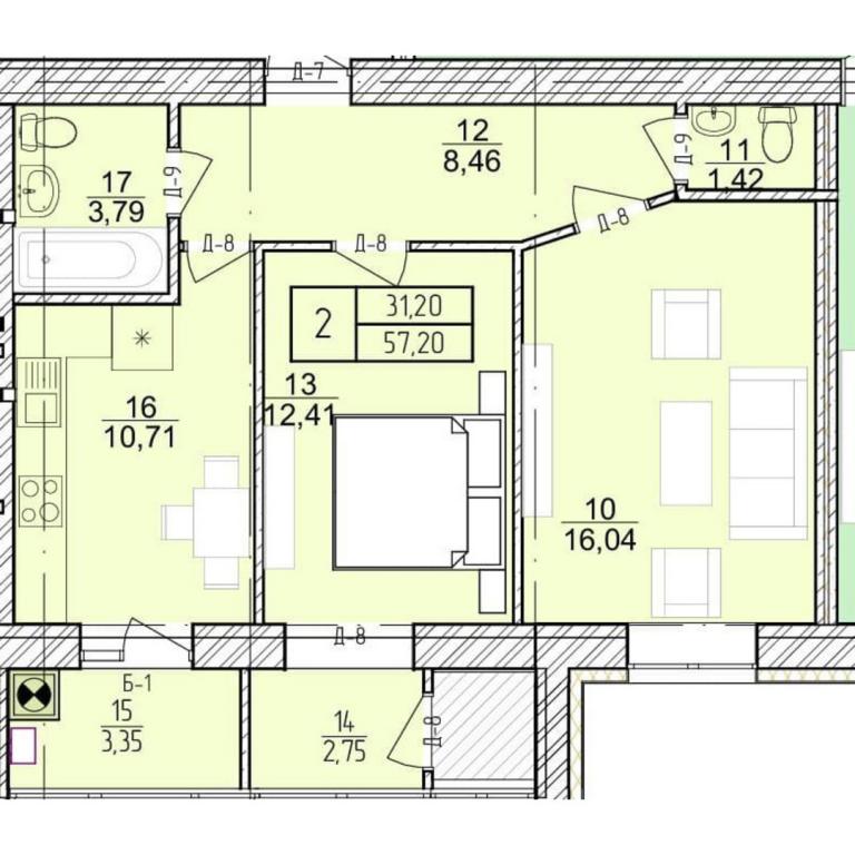 Продается 2-комнатная квартира 57.2 кв. м в Хмельницком, пер. Независимости, 11-13 - фото 1