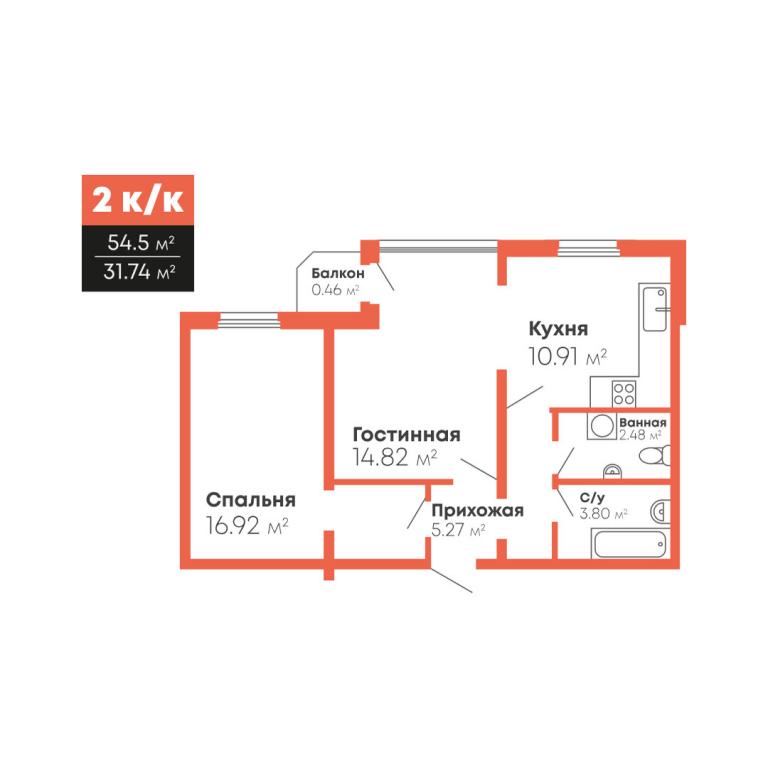 Продается 2-комнатная квартира 54.5 кв. м в Николаеве, ул. Гражданская (Цен. р-н), 34