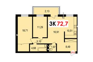 Продається 3-кімнатна квартира 72.7 кв. м у Івано-Франківську, 24 Серпня вулиця