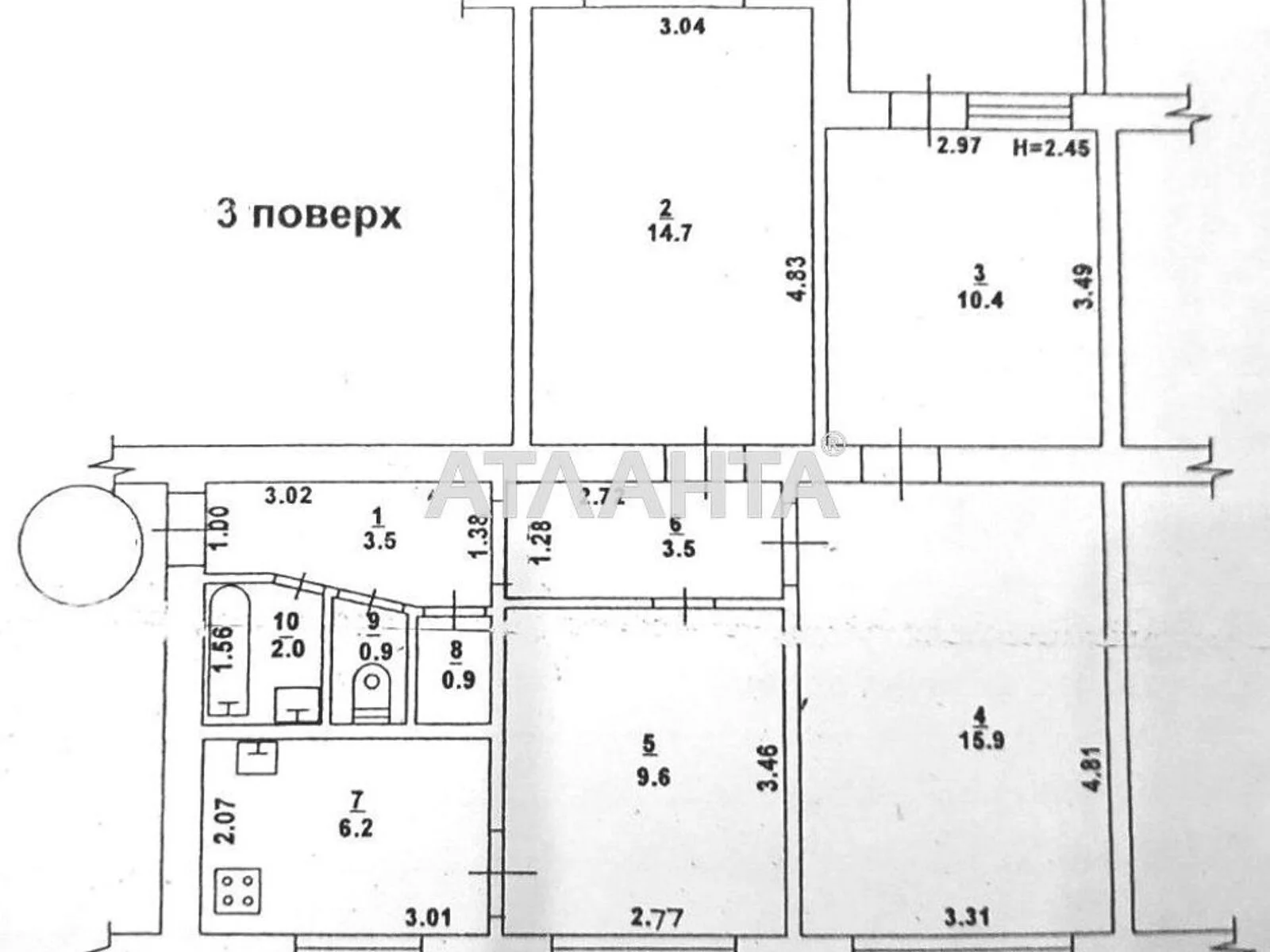 Продається 4-кімнатна квартира 69.1 кв. м у Одесі, вул. Балківська