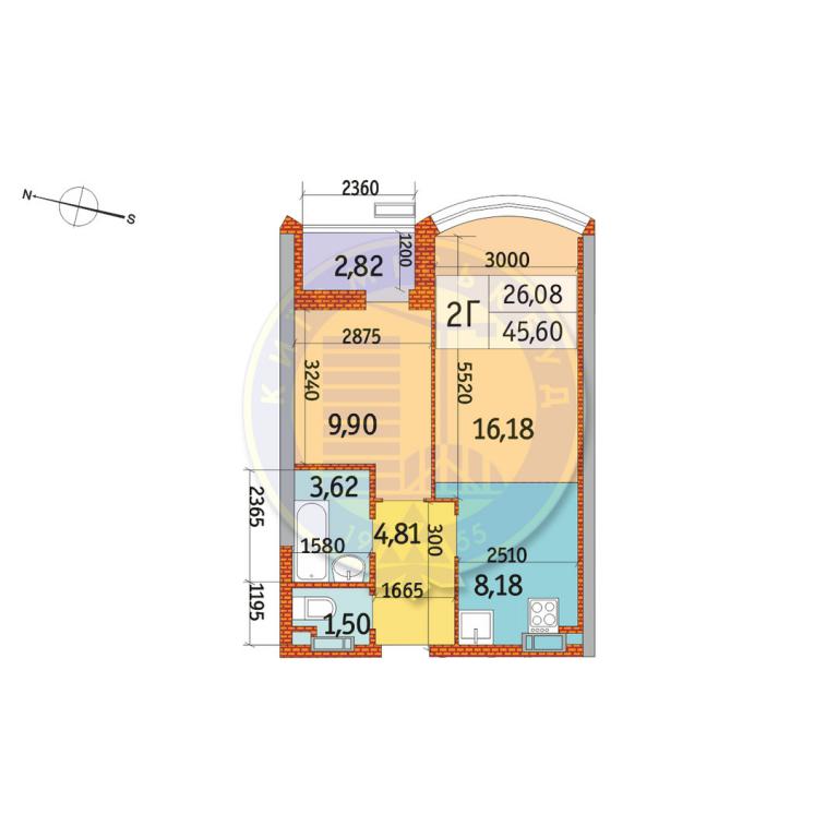 Продается 2-комнатная квартира 45.6 кв. м в Киеве, ул. Евстафия Дашкевича, 20