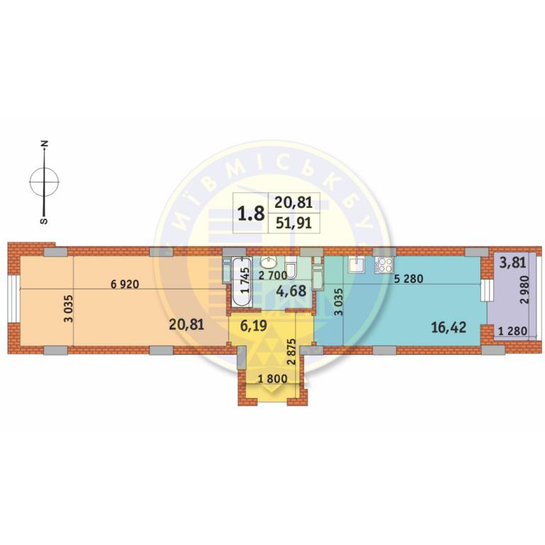 Продается 1-комнатная квартира 51.91 кв. м в Киеве, ул. Бориспольская, 18-26