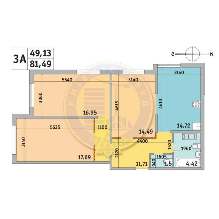 Продається 3-кімнатна квартира 81.49 кв. м у Києві, вул. Милославська, 16