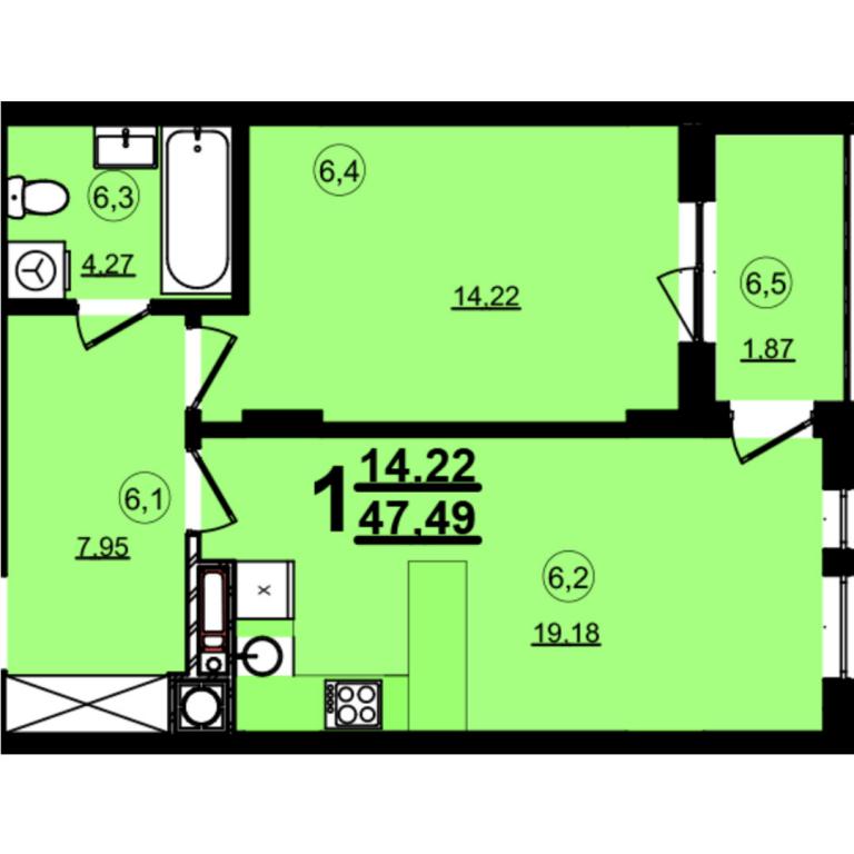 Продается 1-комнатная квартира 47.49 кв. м в Львове, цена: 132972 $ - фото 1