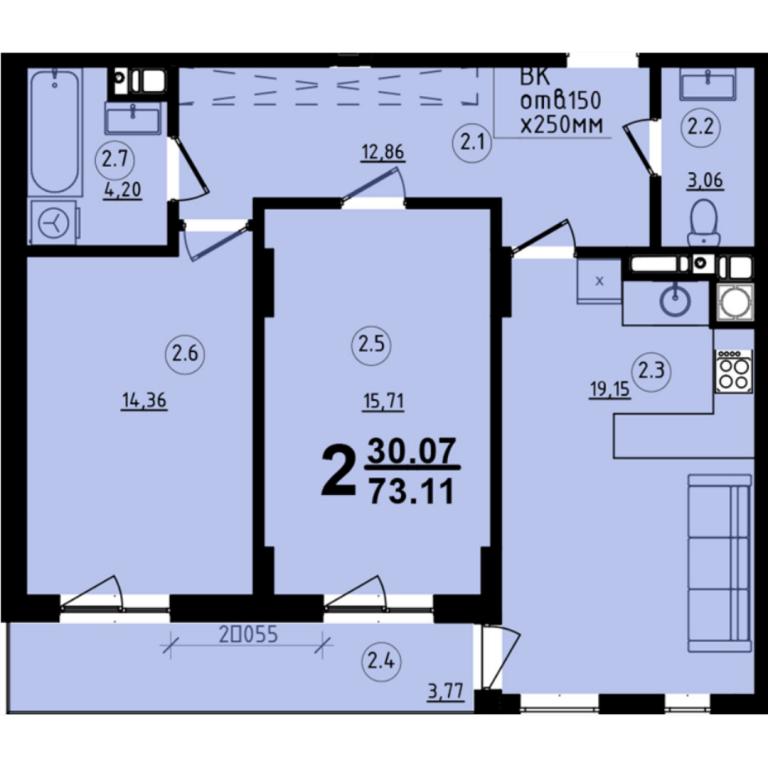 Продается 2-комнатная квартира 73.11 кв. м в Львове, ул. Мечникова, 16