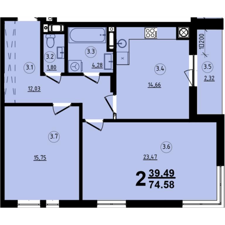 Продается 2-комнатная квартира 74.58 кв. м в Львове, ул. Мечникова, 16 - фото 1