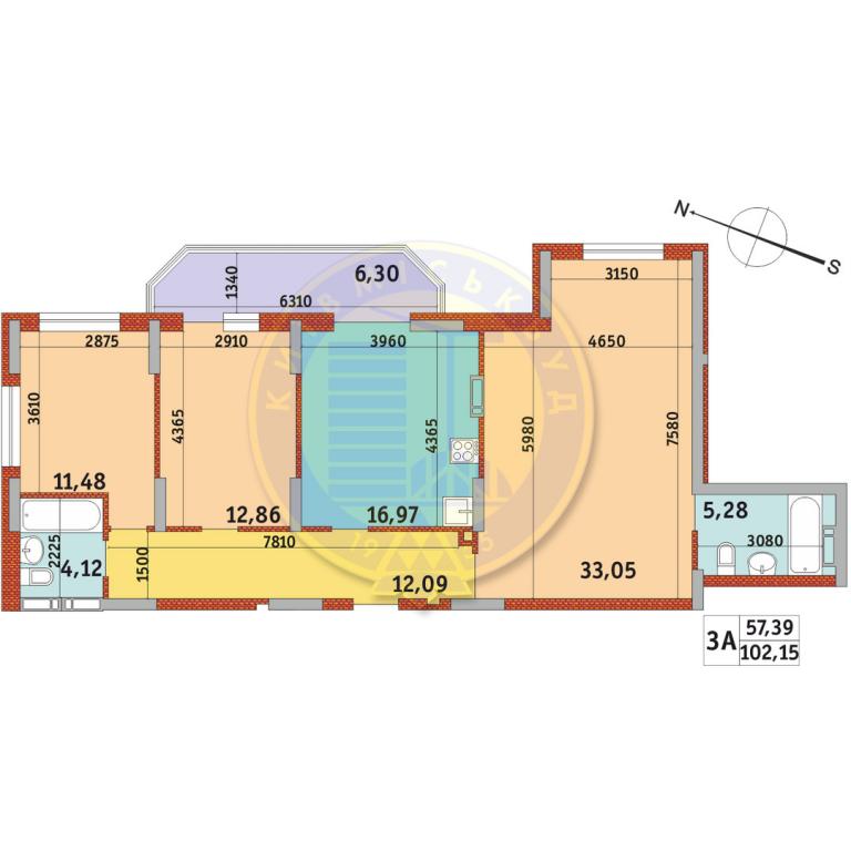 Продается 3-комнатная квартира 102.15 кв. м в Киеве, пер. Электриков, 11