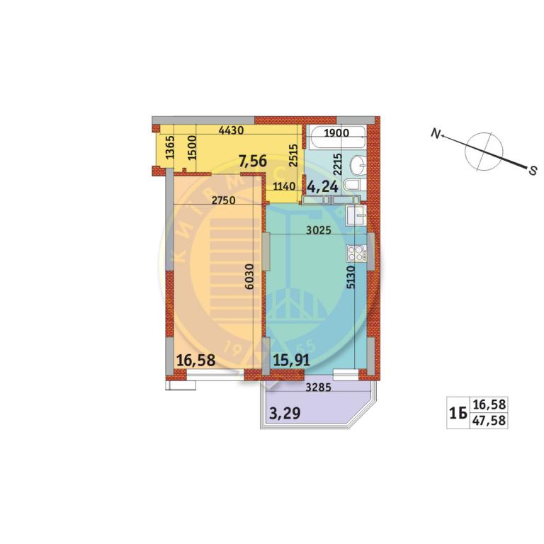 Продается 1-комнатная квартира 47.58 кв. м в Киеве, пер. Электриков, 11