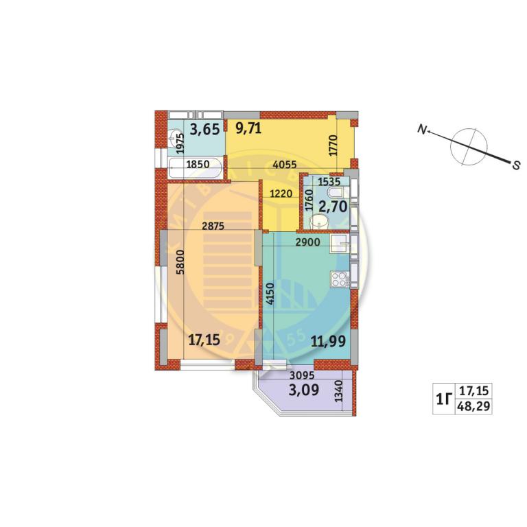 Продается 1-комнатная квартира 48.29 кв. м в Киеве, пер. Электриков, 11