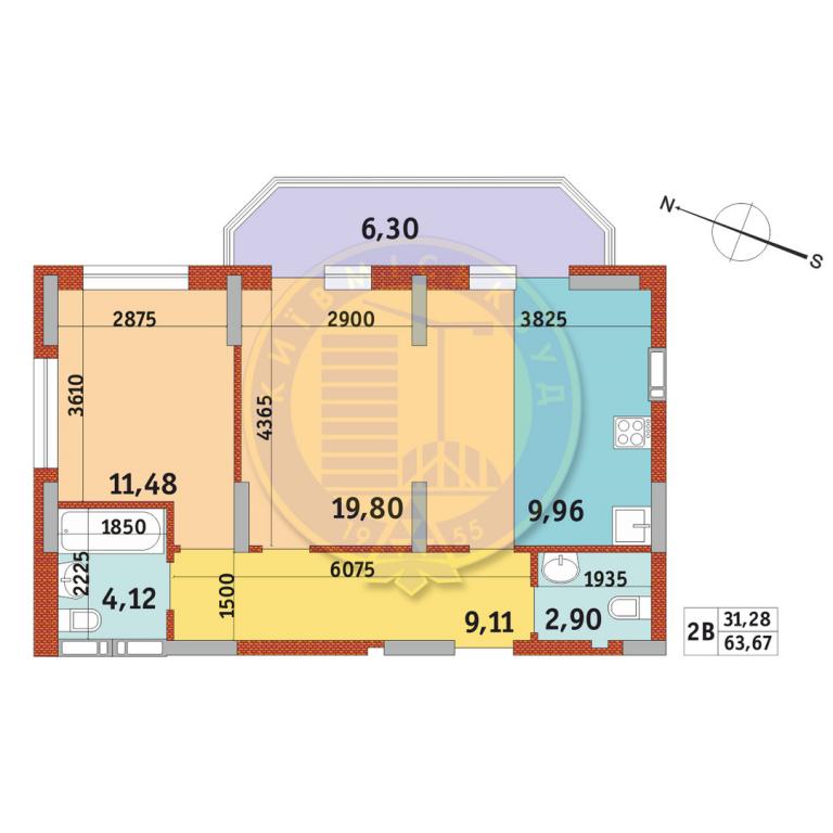 Продается 2-комнатная квартира 63.67 кв. м в Киеве, пер. Электриков, 11