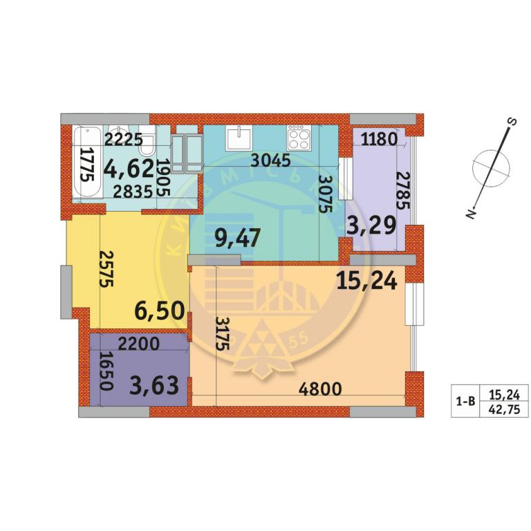 Продается 1-комнатная квартира 42.75 кв. м в Киеве, ул. Магнитогорская, 5 - фото 1