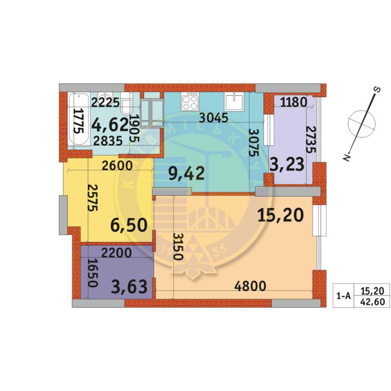 Продается 1-комнатная квартира 42.6 кв. м в Киеве, ул. Магнитогорская, 5 - фото 1