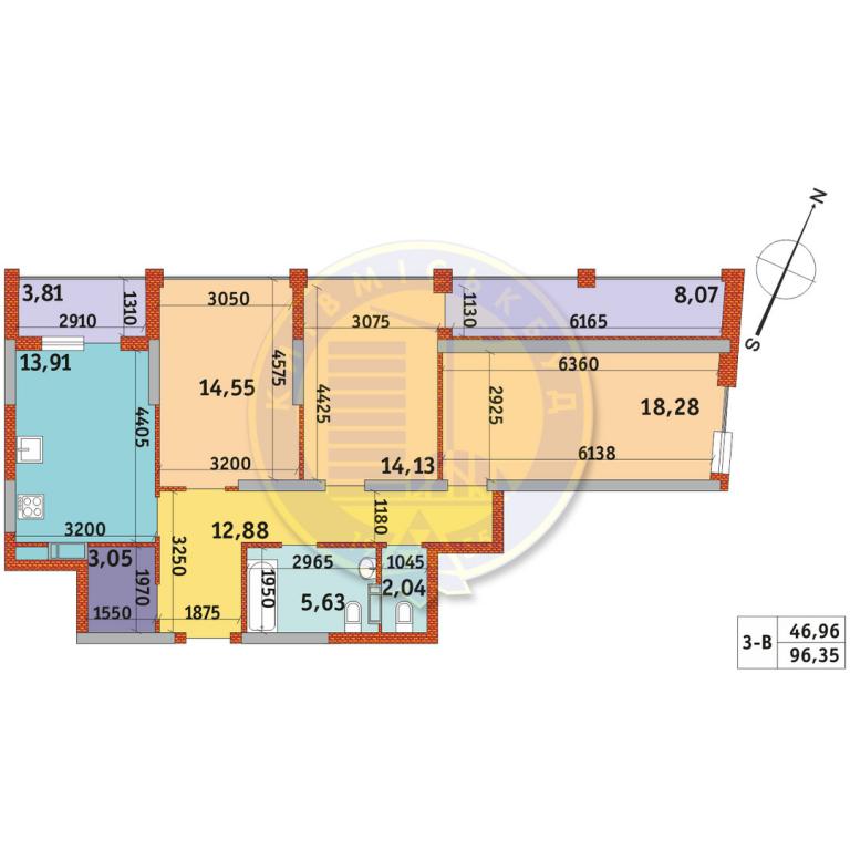 Продается 3-комнатная квартира 96.35 кв. м в Киеве, ул. Магнитогорская, 5