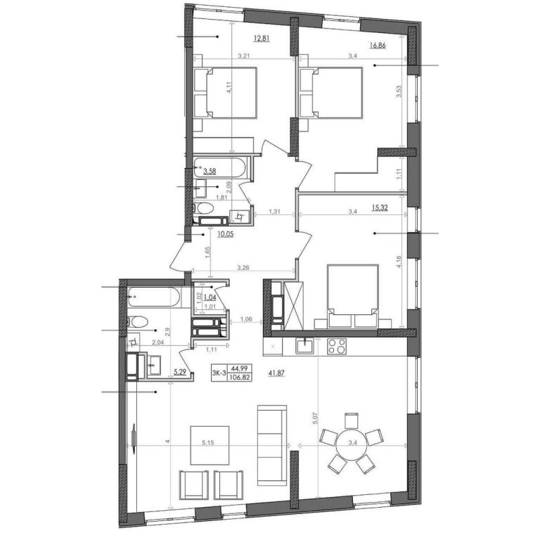 Продается 3-комнатная квартира 106 кв. м в Киеве, Столичное шоссе, 2А